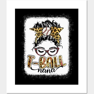 T-ball Nana Messy Bun Leopard Posters and Art